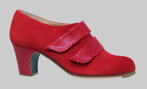Professional Red Suede Flamenco Dance Shoe with Velcro