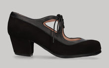 Zapato de Baile Flamenco Profesional combinado en Ante y Piel Negro
