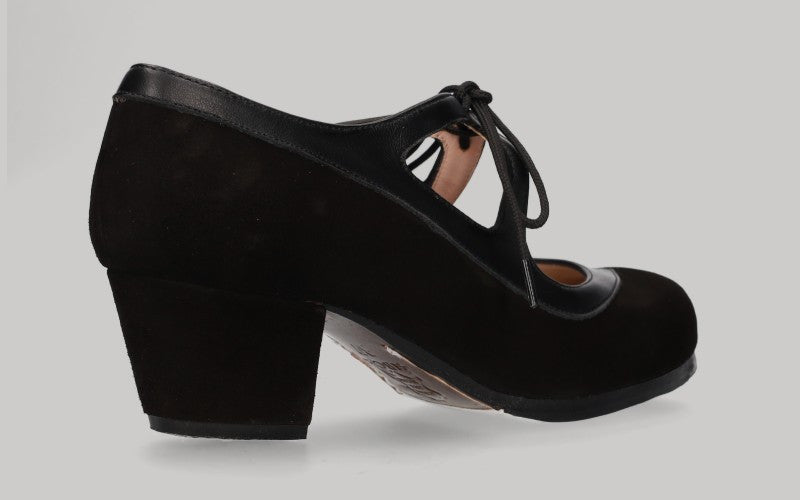 Professional Flamenco Dance Shoe in Black Suede and Leather