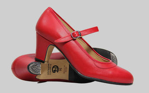 Zapato Semiprofesional Piel Rojo Hebilla