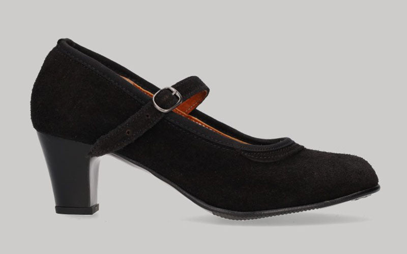 Chaussure semi-professionnelle en daim noir avec boucle (pour débutants)