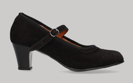 Chaussure semi-professionnelle en daim noir avec boucle (pour débutants)