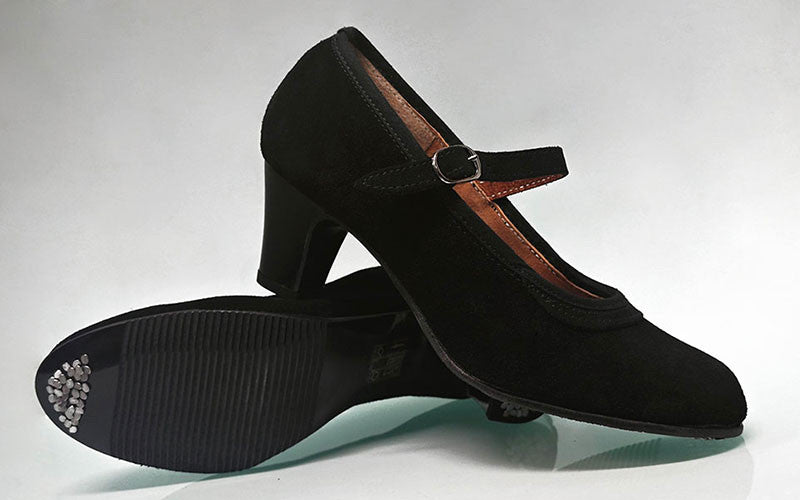 Chaussure semi-professionnelle en daim noir avec boucle (pour débutants)