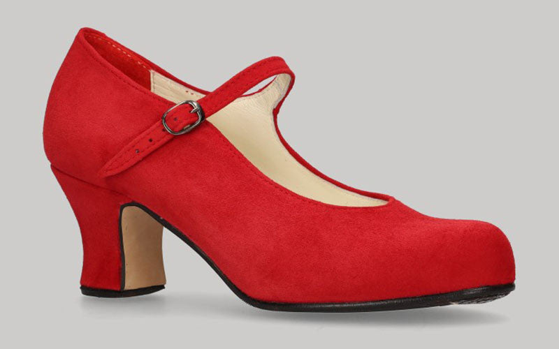 Chaussure de danse flamenco semi-professionnelle en daim rouge