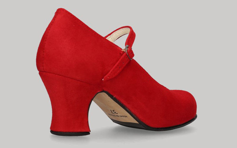 Chaussure de danse flamenco semi-professionnelle en daim rouge