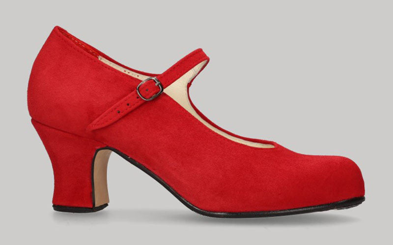 Chaussure de danse flamenco semi-professionnelle en daim rouge