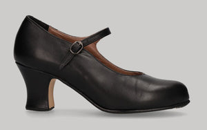 Chaussure de danse flamenco semi-professionnelle en cuir noir