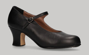 Chaussure de danse flamenco semi-professionnelle en cuir noir