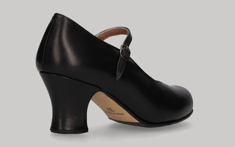 Chaussure de danse flamenco semi-professionnelle en cuir noir