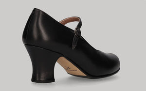 Chaussure de danse flamenco semi-professionnelle en cuir noir