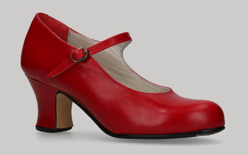 Zapato de Baile Flamenco Semiprofesional Piel Rojo