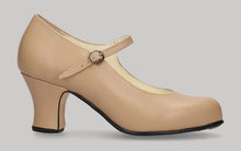 Chaussure de danse flamenco semi-professionnelle en cuir beige