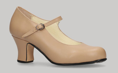 Chaussure de danse flamenco semi-professionnelle en cuir beige