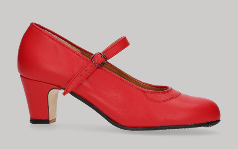Zapato Semiprofesional Piel Rojo Hebilla