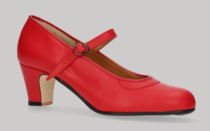 Zapato Semiprofesional Piel Rojo Hebilla