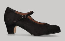 Zapato de Baile Flamenco Semiprofesional Ante Negro Tacón Bajo