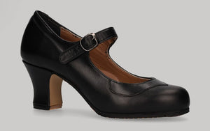 Chaussure de danse flamenco semi-professionnelle, cuir noir, cousue