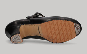 Chaussure de danse flamenco semi-professionnelle, cuir noir, cousue