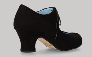 Chaussure de danse flamenco semi-professionnelle en cuir suédé noir avec lacets