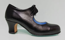 Chaussure de danse flamenco semi-professionnelle en cuir noir avec lacets