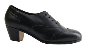 Chaussure de flamenco semi-professionnelle en cuir noir Pala Vega